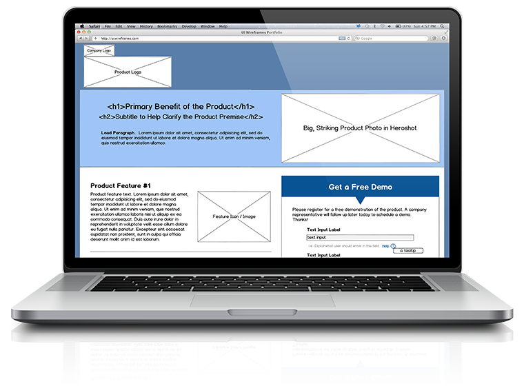 Landing Page Wireframe Example Graphic
