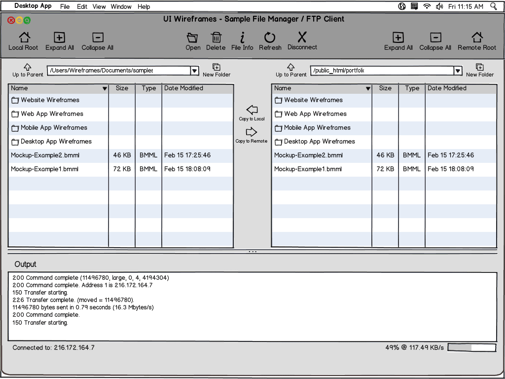 Desktop App Wireframe Example - Foundation