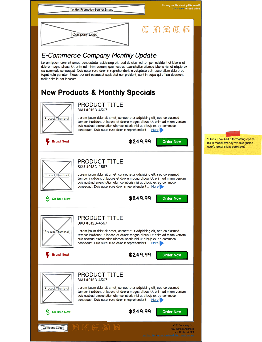 Email Template Wireframe Example - Matrix