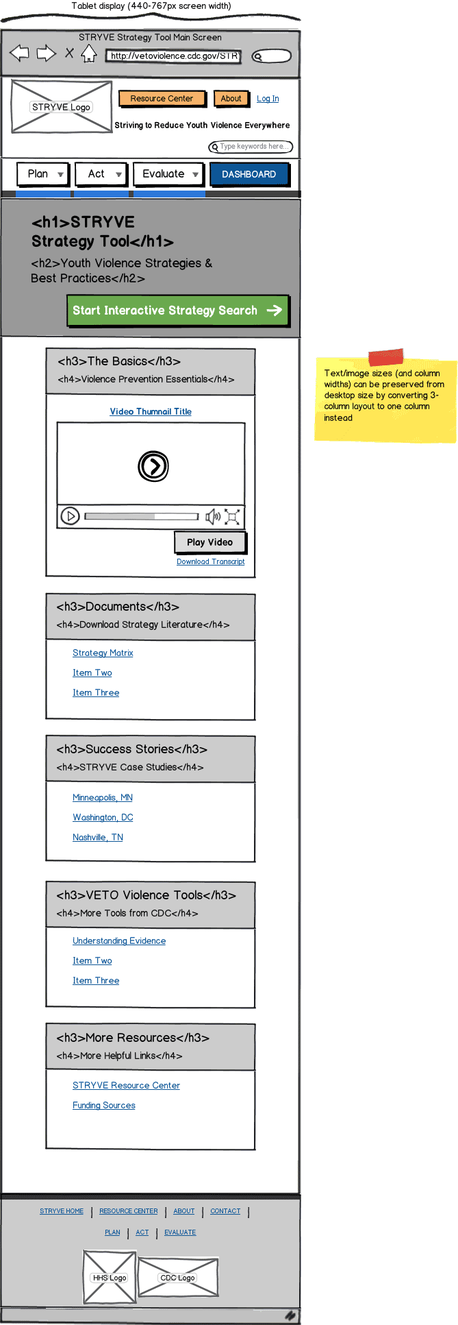 Responsive Web App Wireframe Example
