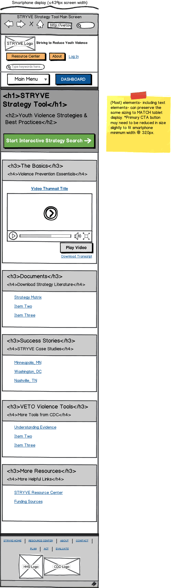 Responsive Web App Wireframe Example