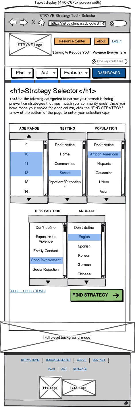 Responsive Web App Wireframe Example