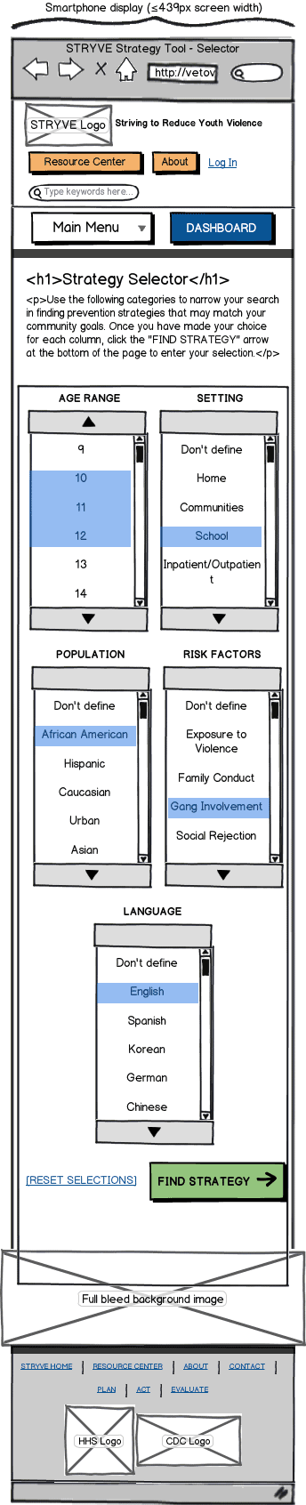 Responsive Web App Wireframe Example