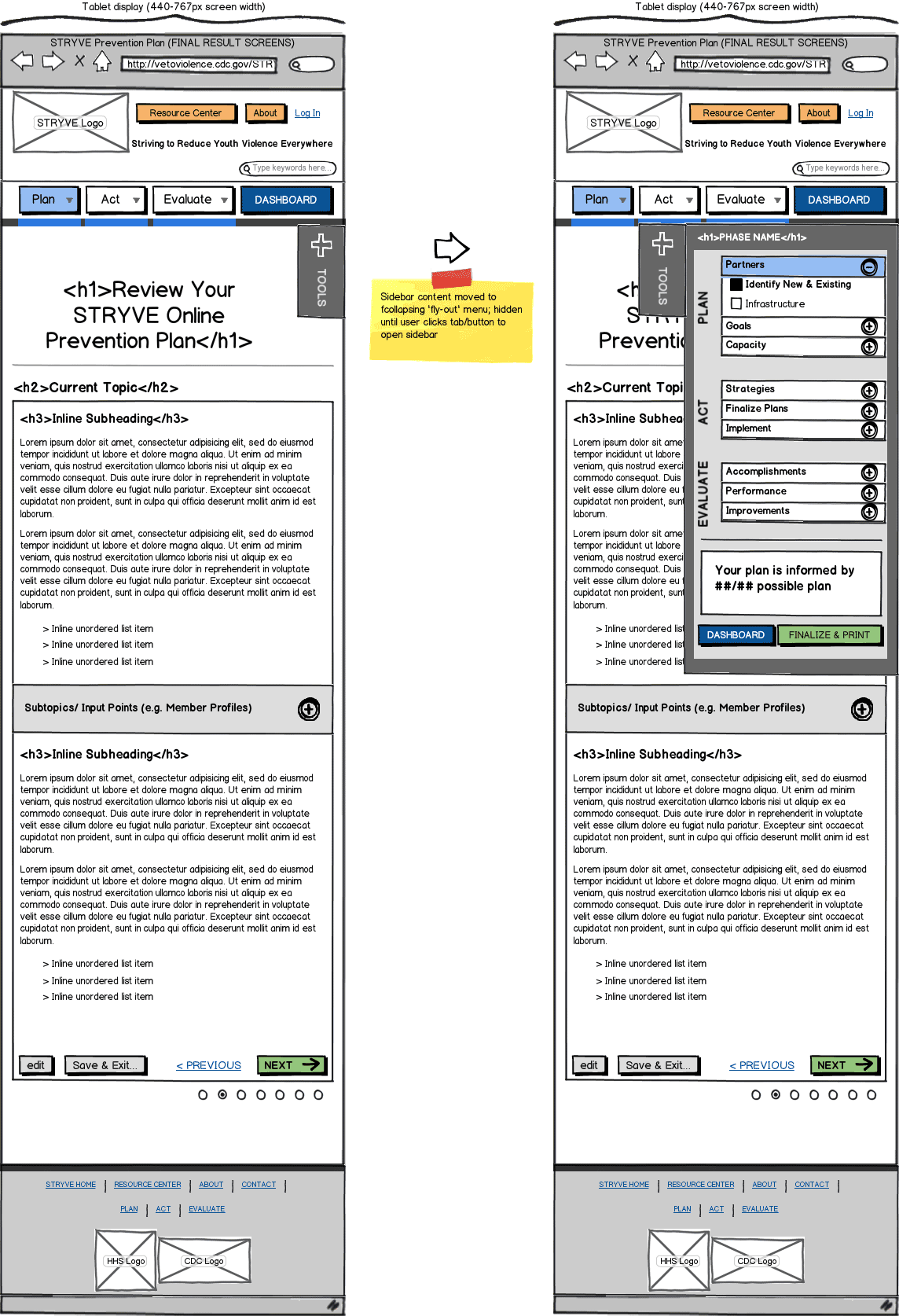 Responsive Web App Wireframe Example