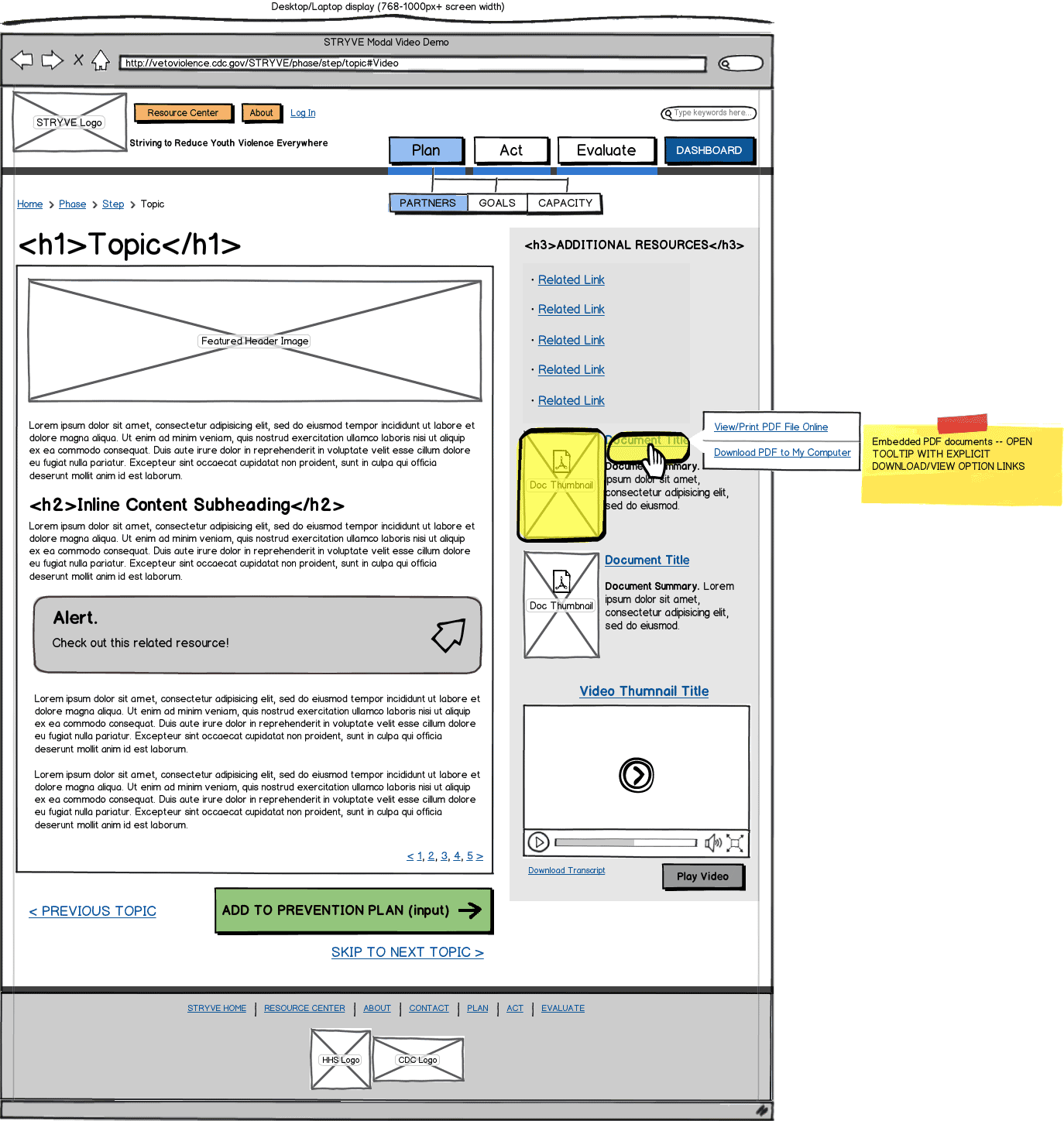 Responsive Web App Wireframe Example