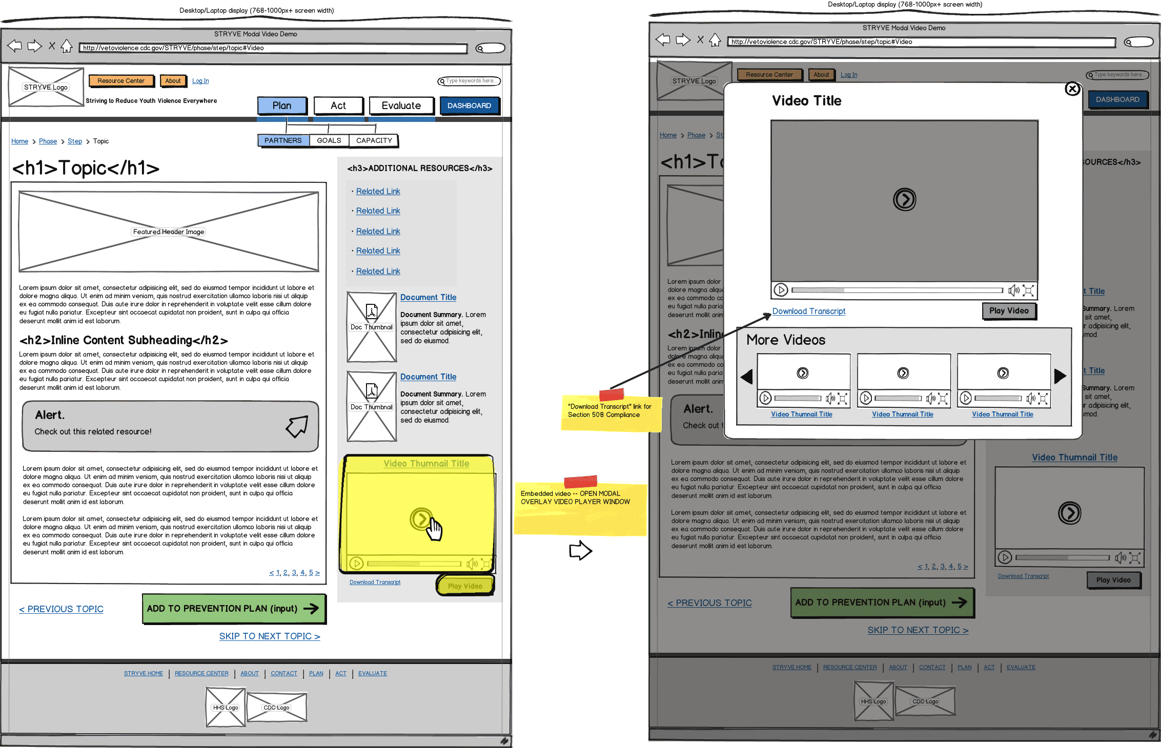Responsive Web App Wireframe Example
