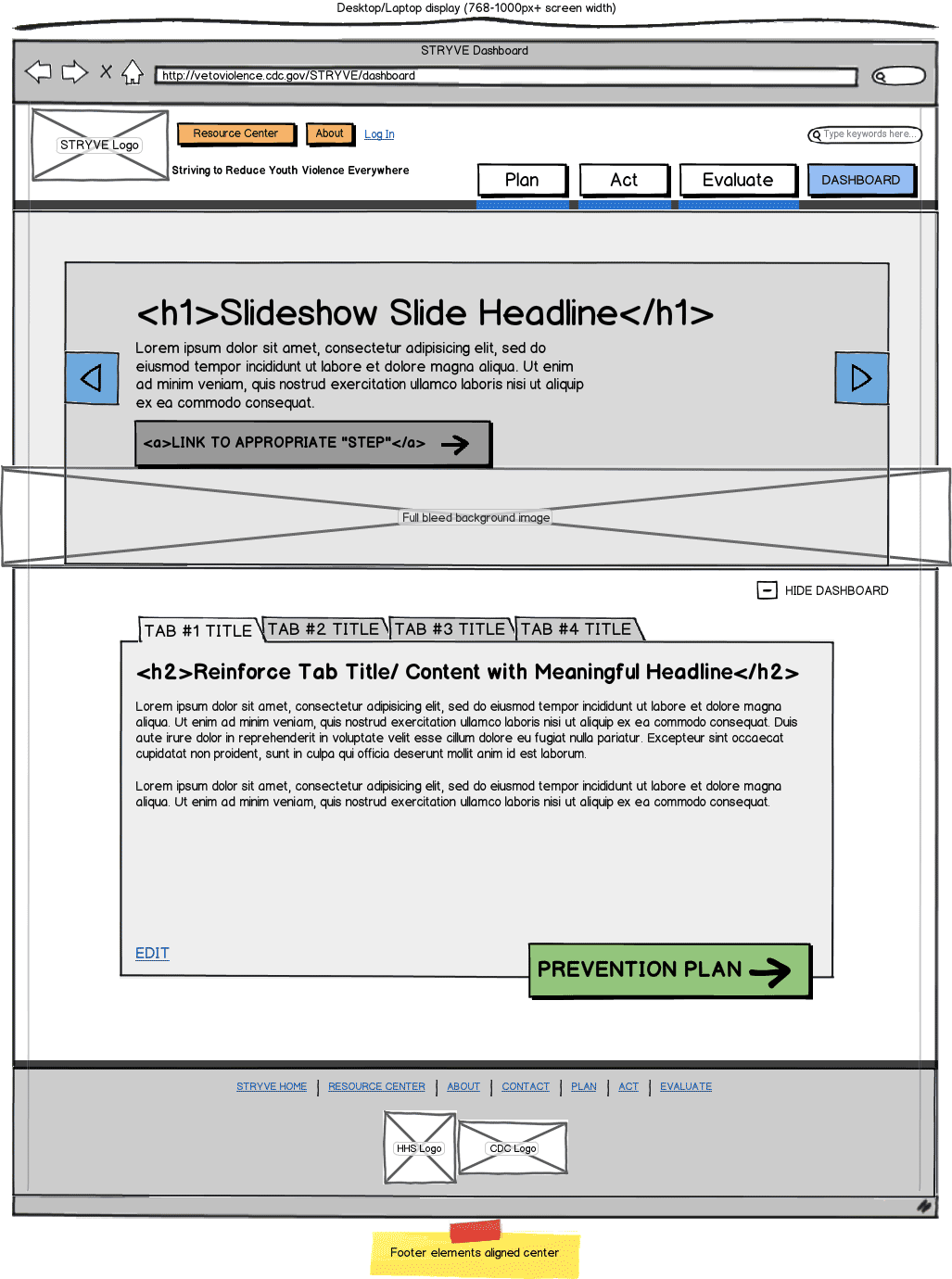 Responsive Web App Wireframe Example