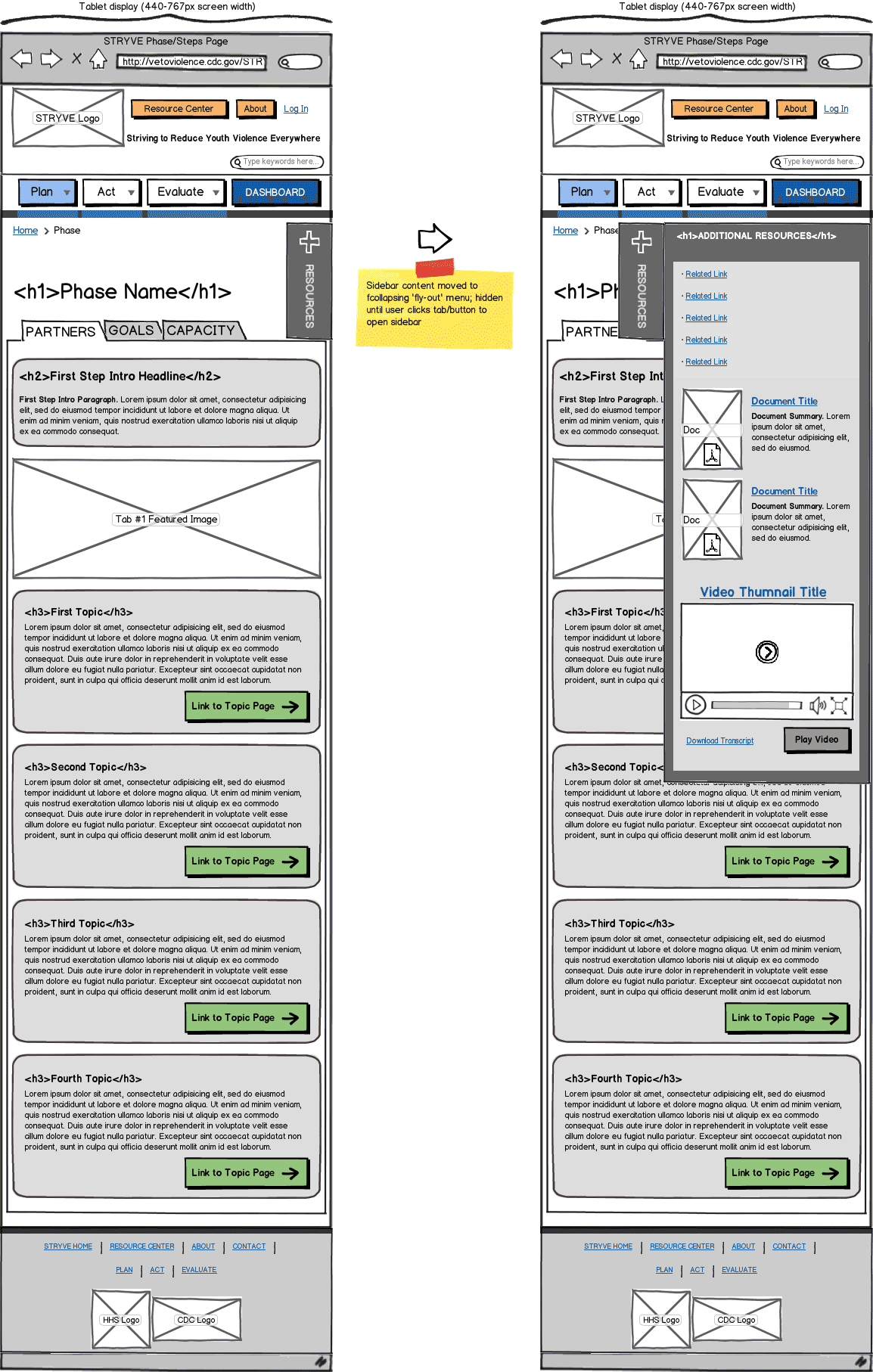 Responsive Web App Wireframe Example