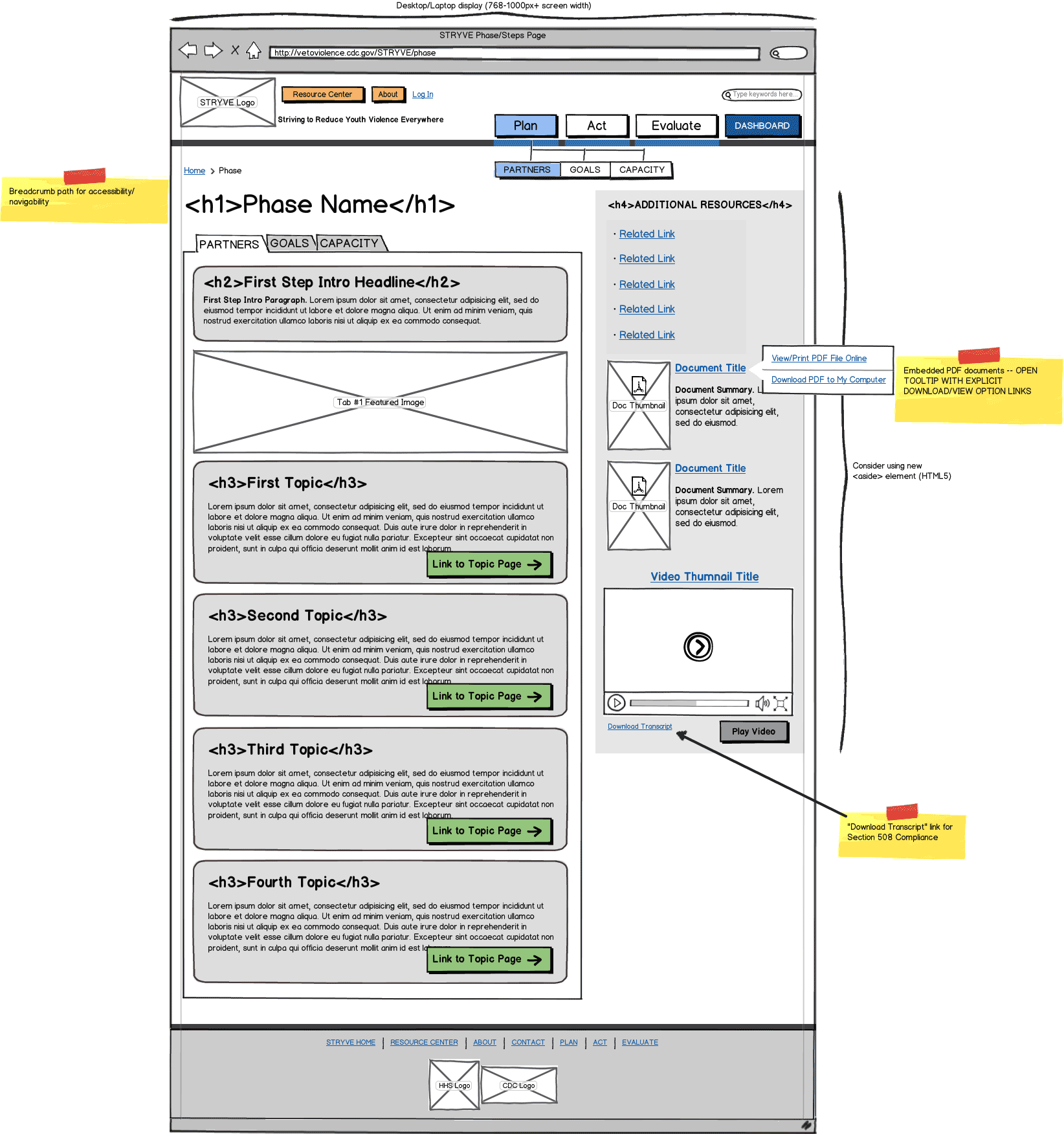 Responsive Web App Wireframe Example