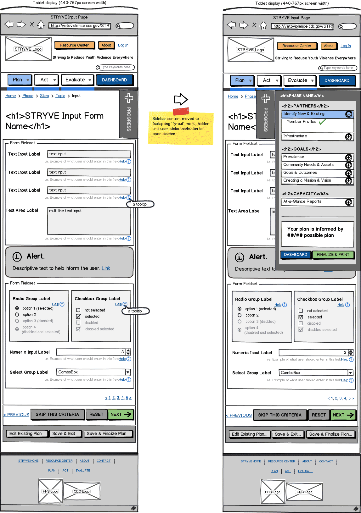 Responsive Web App Wireframe Example