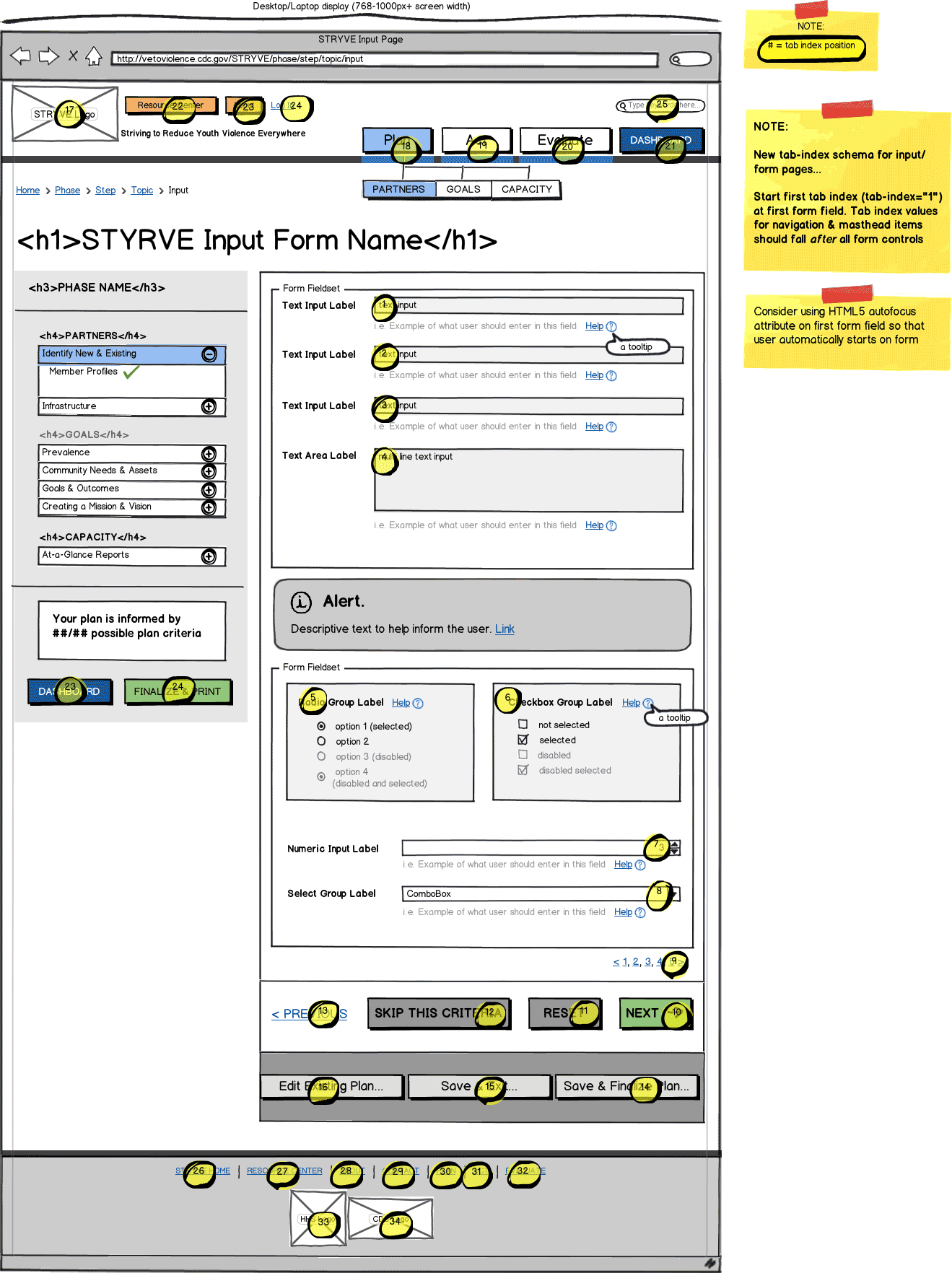 Responsive Web App Wireframe Example