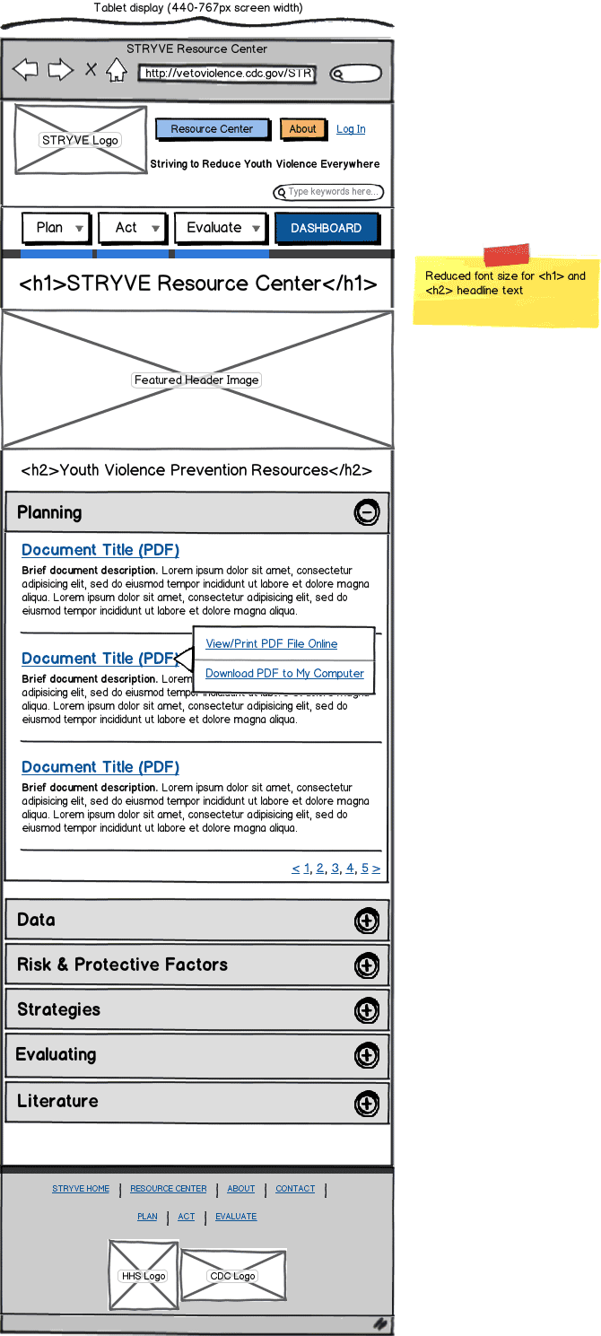 Responsive Web App Wireframe Example