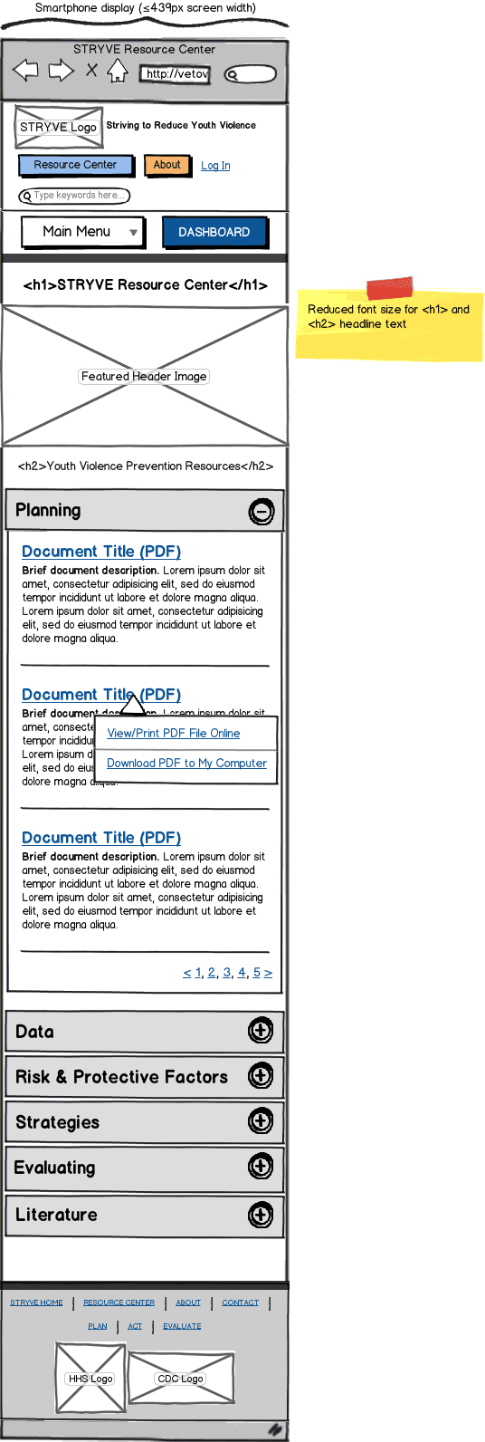 Responsive Web App Wireframe Example