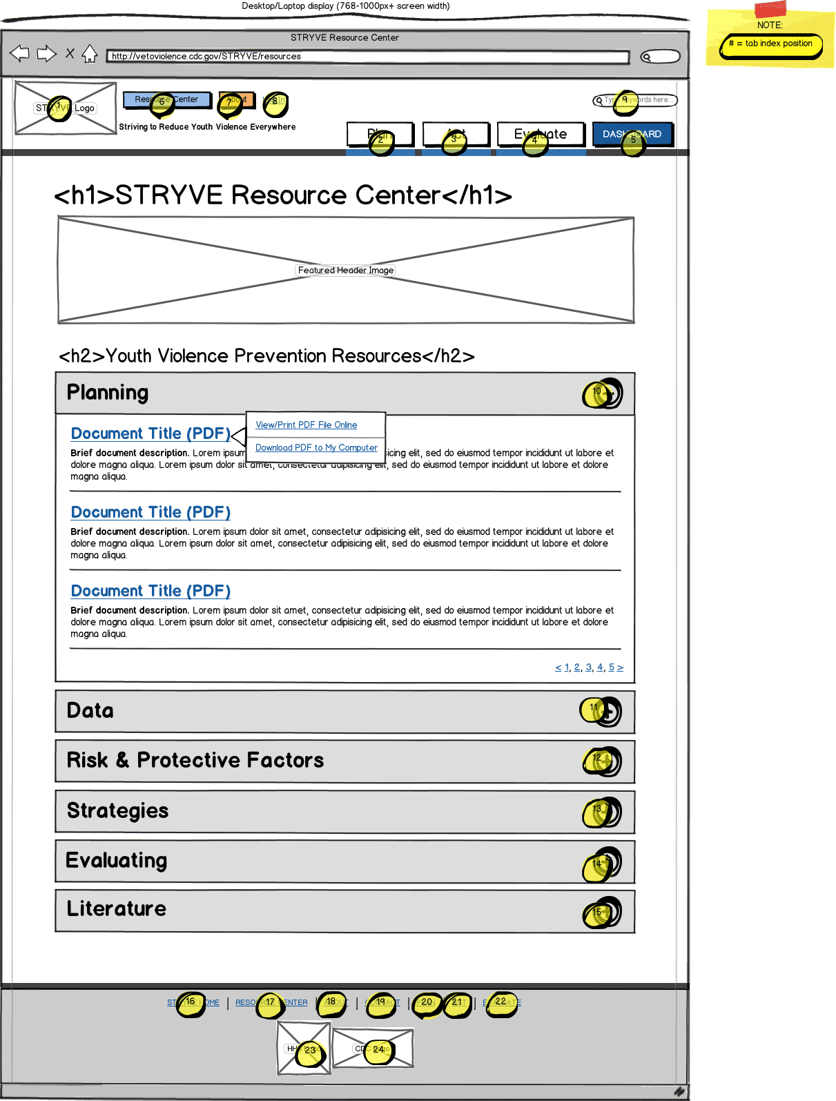 Responsive Web App Wireframe Example