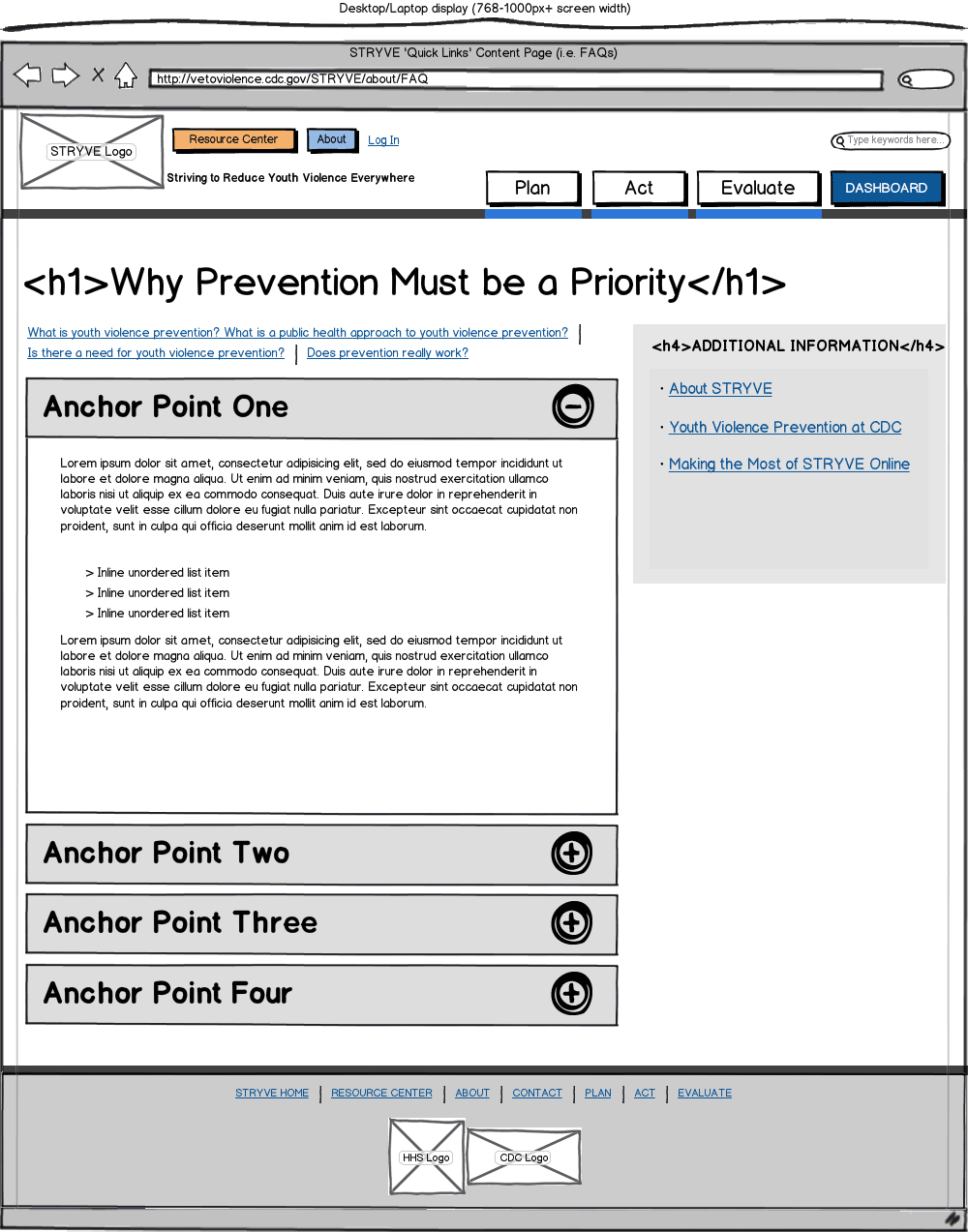Responsive Web App Wireframe Example