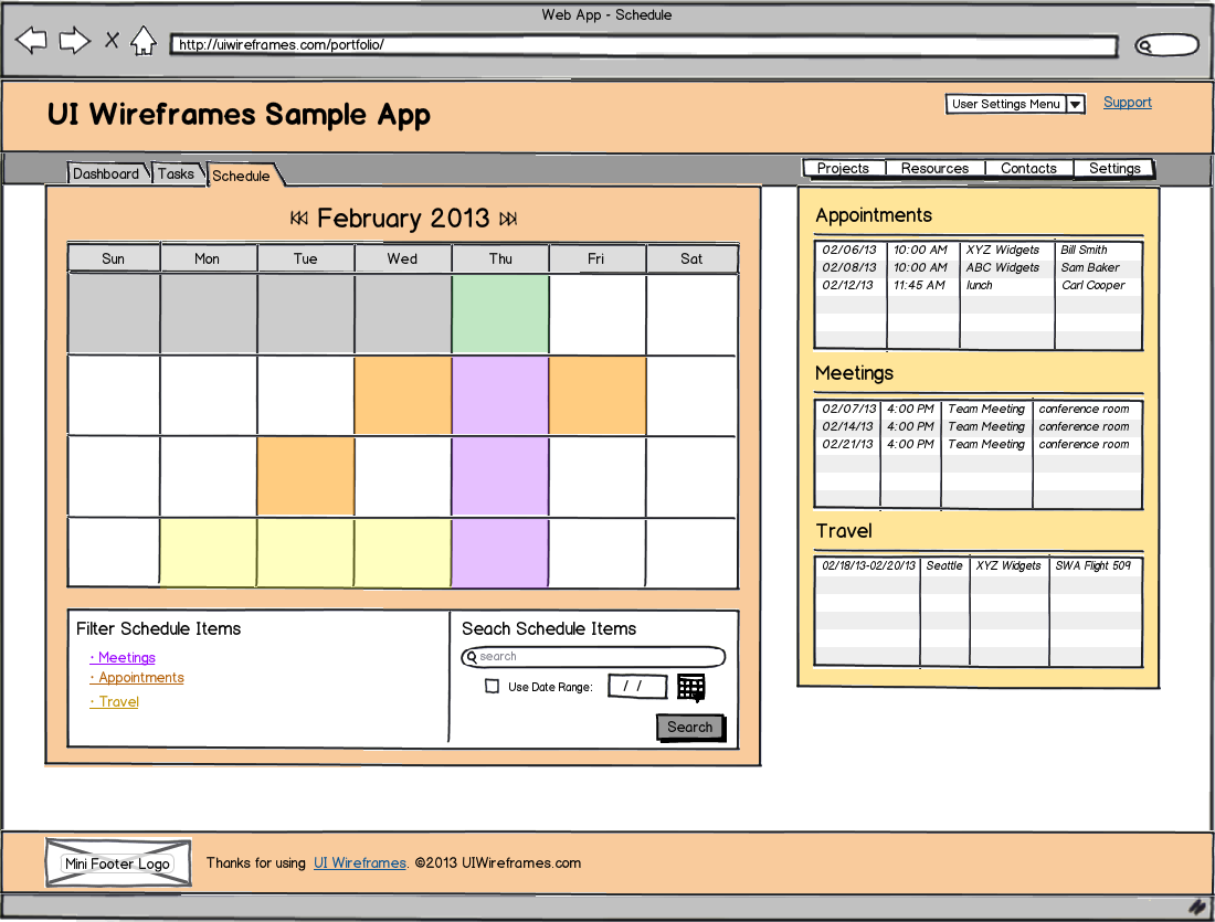 Web App Wireframe Thumbnail