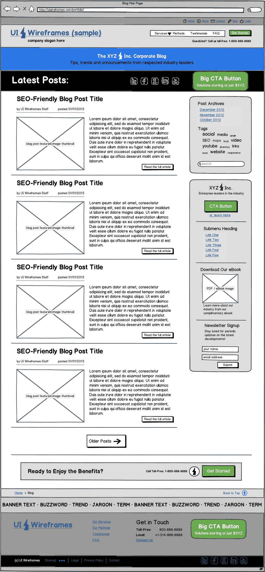 Responsive Website Wireframe Thumbnail