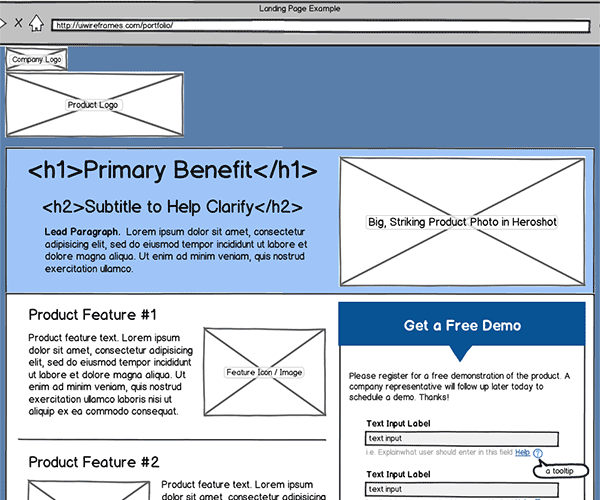 Landing Page Wireframe Thumbnail
