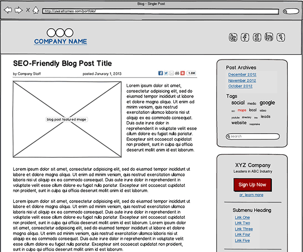 B2B Corporate Blog Wireframe Thumbnail